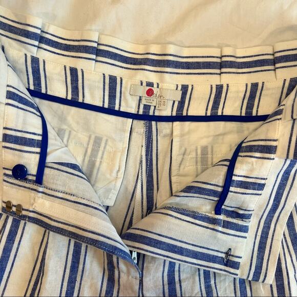 Boden St. Ives Linen Blend Paper Bag Shorts Blue & White Stripes NO BELT size 10 - Picture 4 of 13